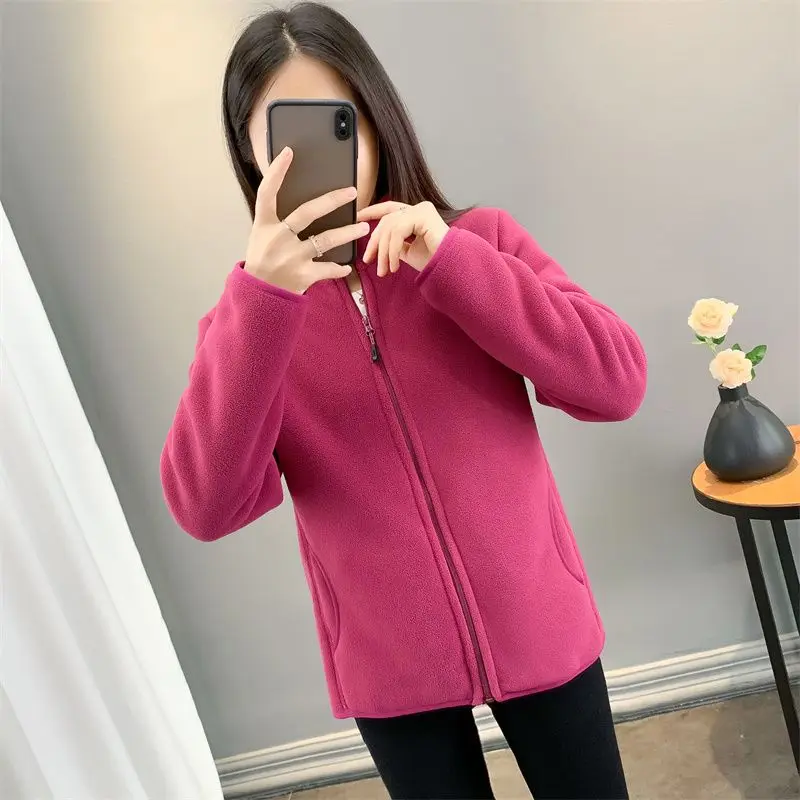 Fashion Polar Fleece Jacket Female NEW Women's Jacket Outerwear Double Sided Velvet Thick Spring Autumn Winter Coat Tops