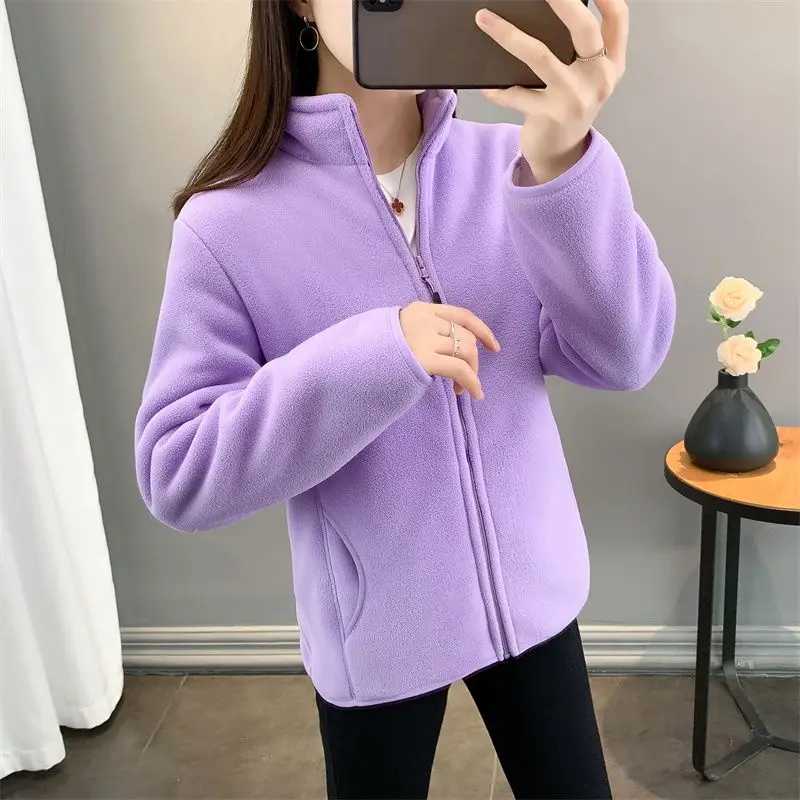 Fashion Polar Fleece Jacket Female NEW Women's Jacket Outerwear Double Sided Velvet Thick Spring Autumn Winter Coat Tops