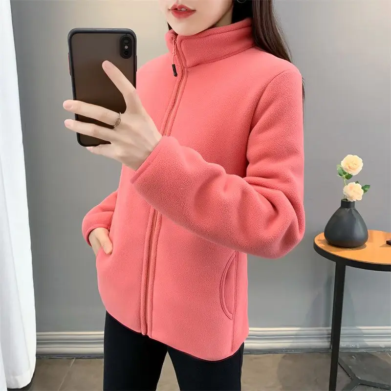 Fashion Polar Fleece Jacket Female NEW Women's Jacket Outerwear Double Sided Velvet Thick Spring Autumn Winter Coat Tops
