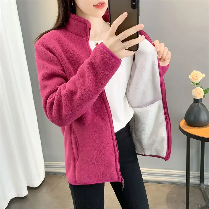Fashion Polar Fleece Jacket Female NEW Women's Jacket Outerwear Double Sided Velvet Thick Spring Autumn Winter Coat Tops