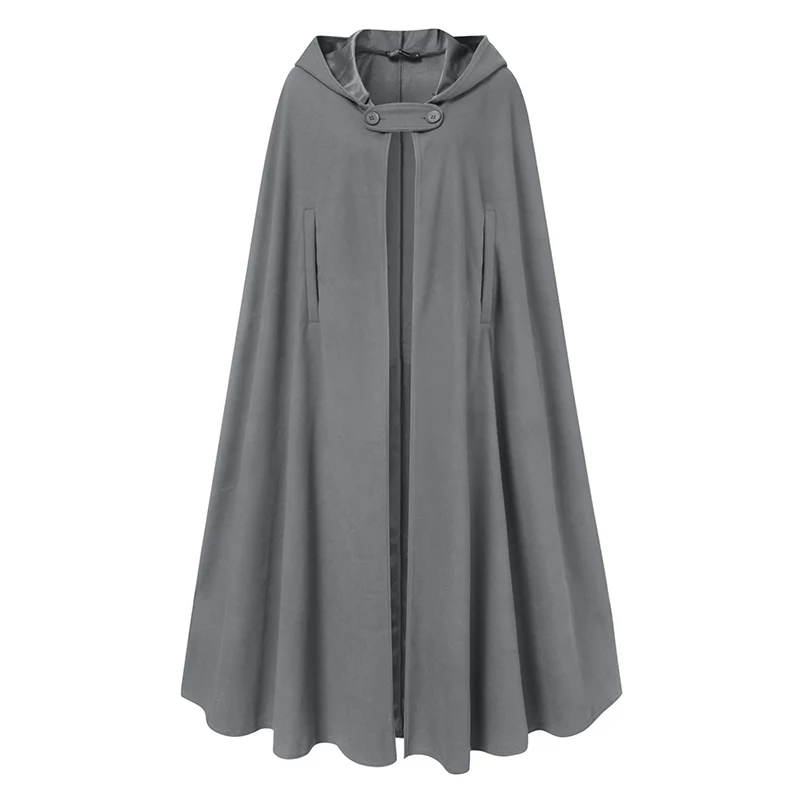 Fashion Long Cape Cloak ZANZEA Women Hooded Wool Blend Cloak Coat Autumn Hoodies Poncho Warm Cosplay Jackets Outwear Windbreaker