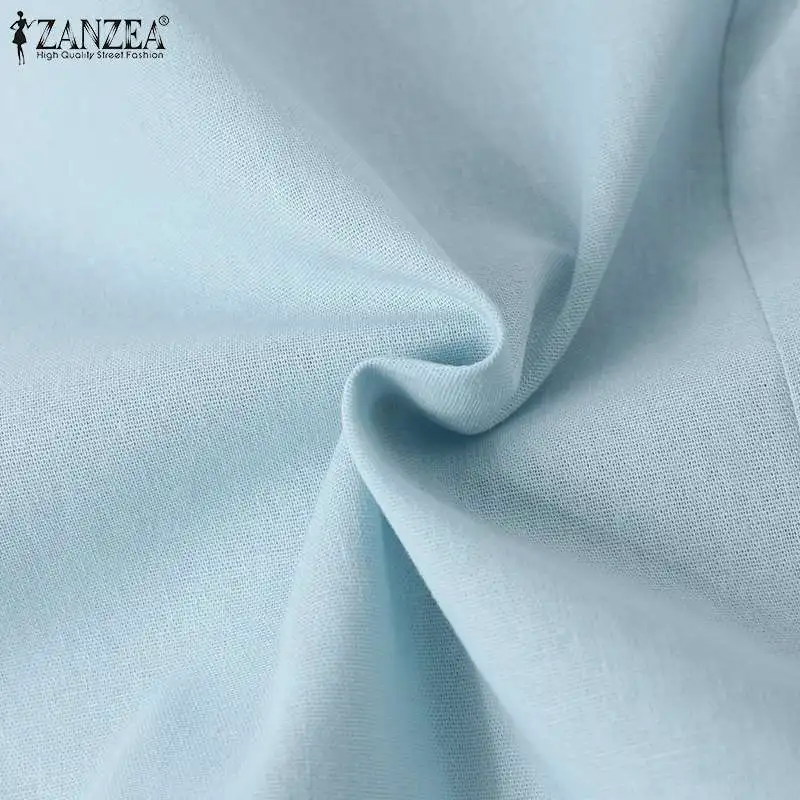 ZANZEA Women Elegant Cotton Jackets Suits Loose Vintage Work Coats Casual Outwear Autumn Laple Neck Long Sleeve Solid OL Blazer