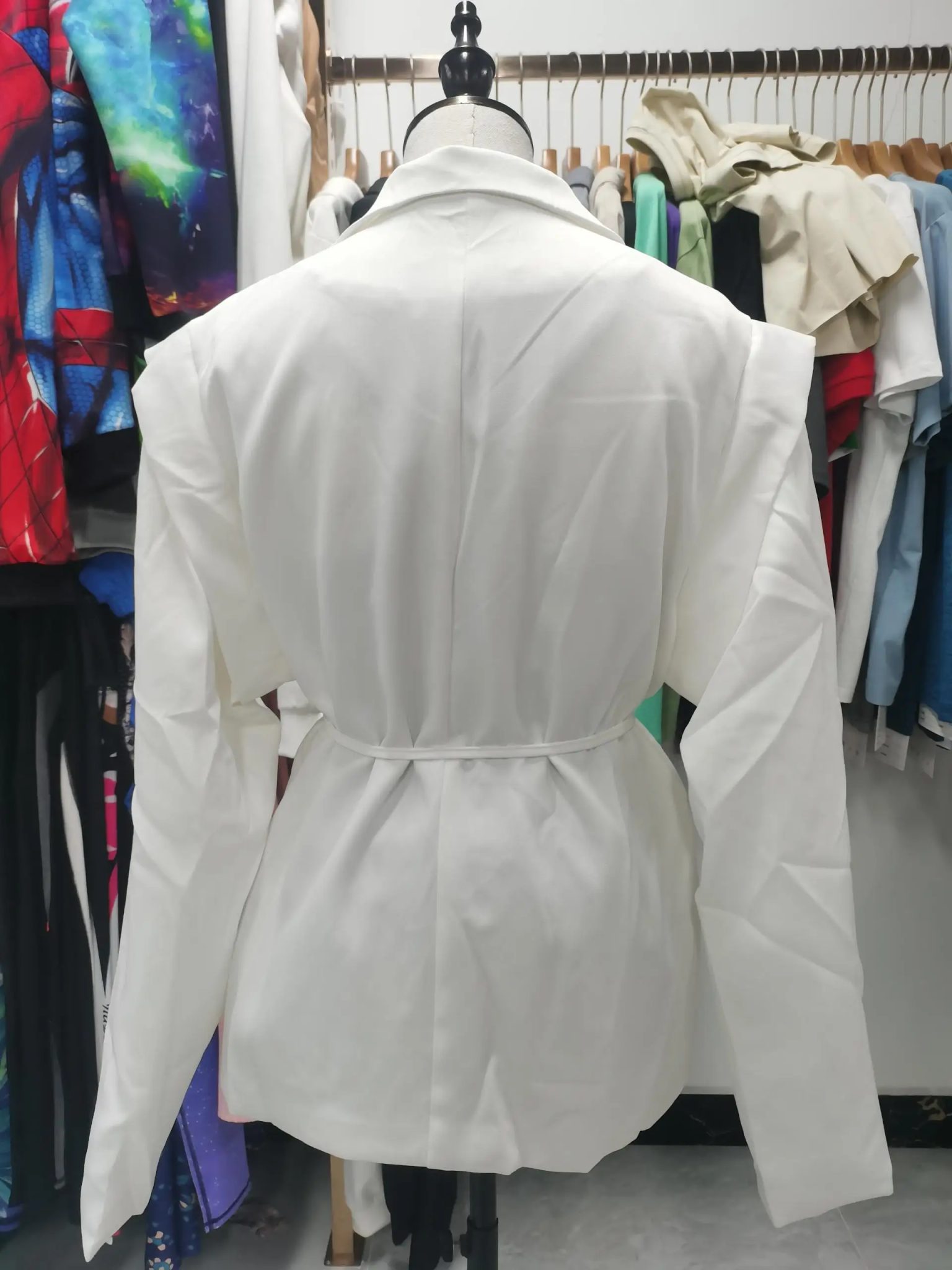 Phantasy Elegant Commuter Waist Lace-Up Shoulder Padded Suit Jacket Women's High-End Sense Pure Color Casual Style Suit Jacket