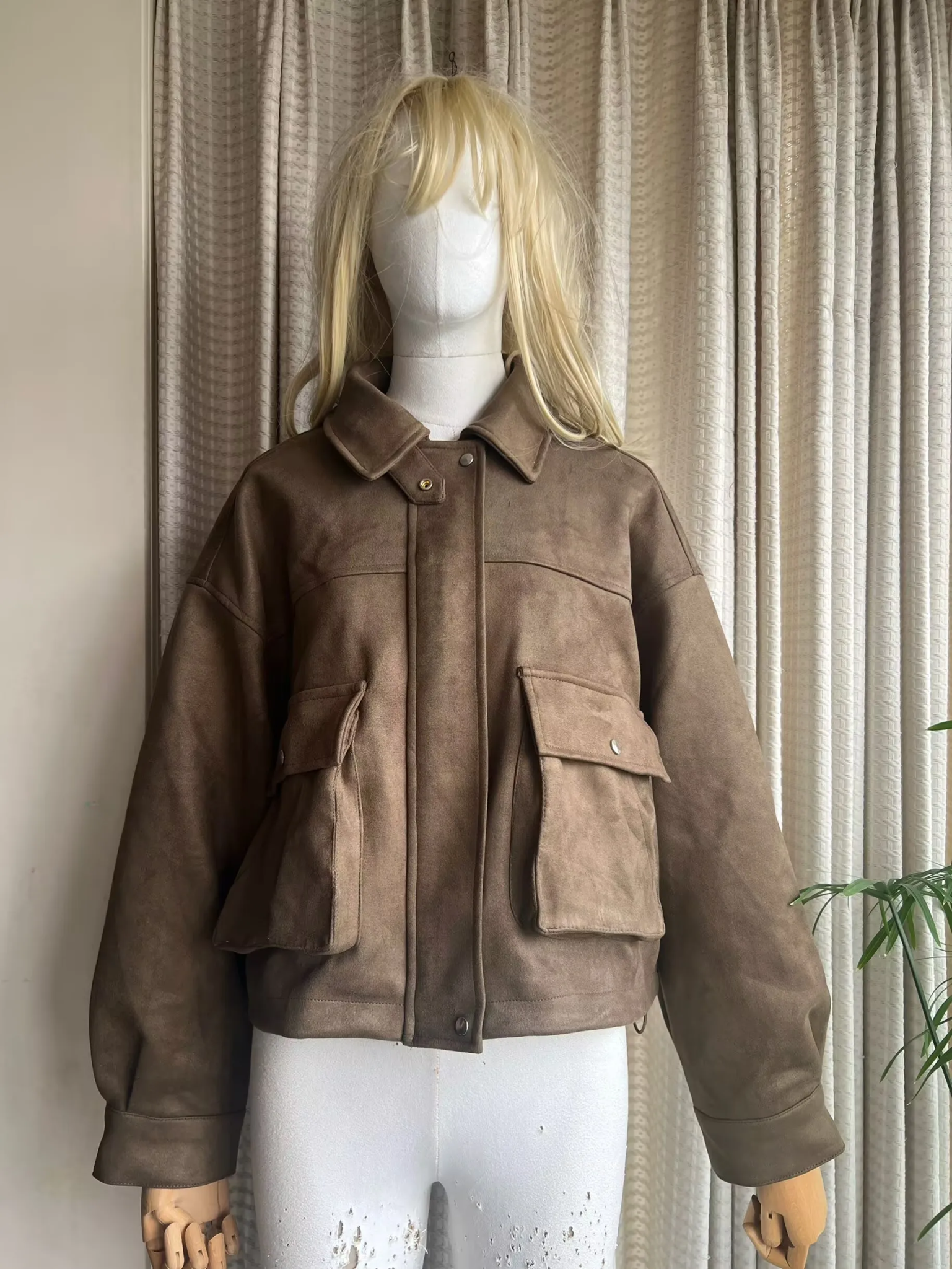 YENKYE Women Front Patch Pockets Faux Leather Bomber Jacket Long Sleeve Zipper Autumn Winter Coat 2025 Loose Outerwear