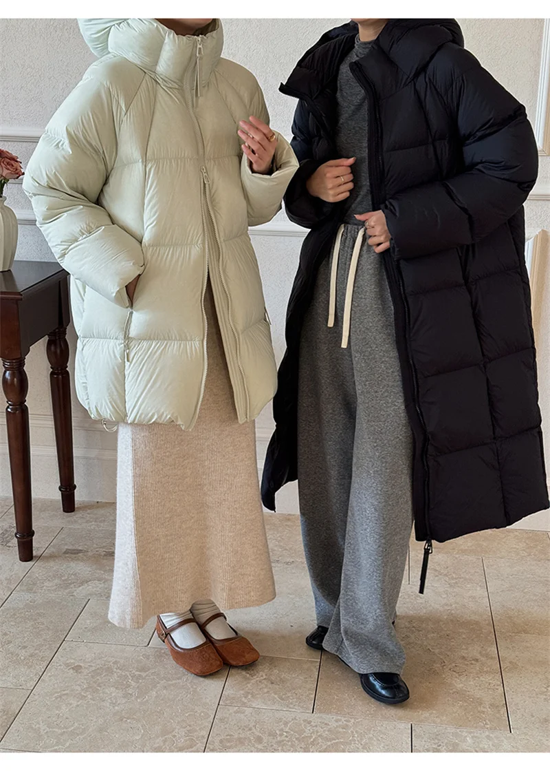 ZAROY Women's Jacket Parkas Winter Cotton-padded Solid  Outerwear Warm Waterproof Hooded Zipper Thick Long Puffer Coat курт