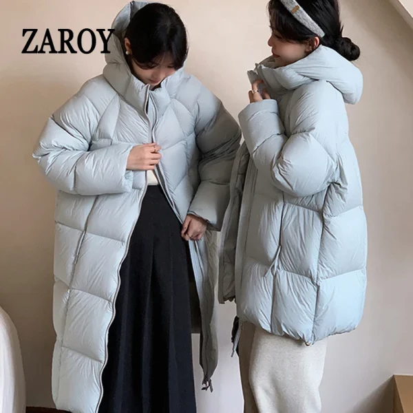 ZAROY Women's Jacket Parkas Winter Cotton-padded Solid  Outerwear Warm Waterproof Hooded Zipper Thick Long Puffer Coat курт