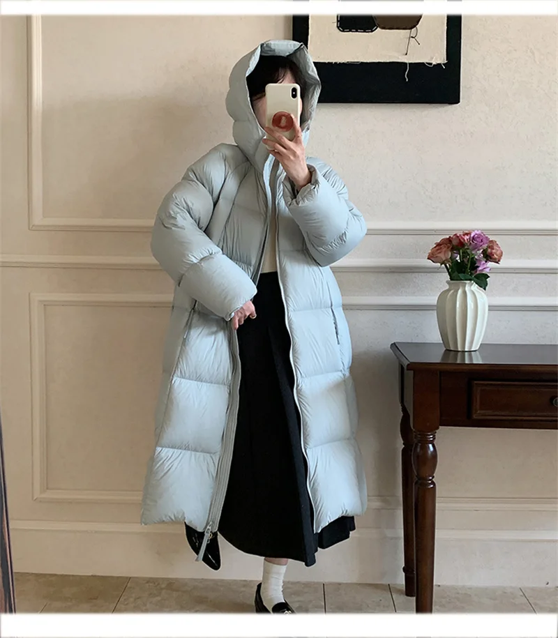 ZAROY Women's Jacket Parkas Winter Cotton-padded Solid  Outerwear Warm Waterproof Hooded Zipper Thick Long Puffer Coat курт