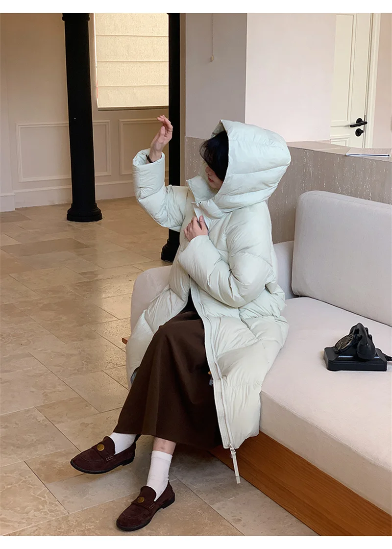 ZAROY Women's Jacket Parkas Winter Cotton-padded Solid  Outerwear Warm Waterproof Hooded Zipper Thick Long Puffer Coat курт