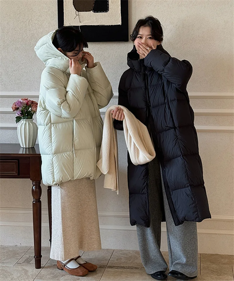 ZAROY Women's Jacket Parkas Winter Cotton-padded Solid  Outerwear Warm Waterproof Hooded Zipper Thick Long Puffer Coat курт