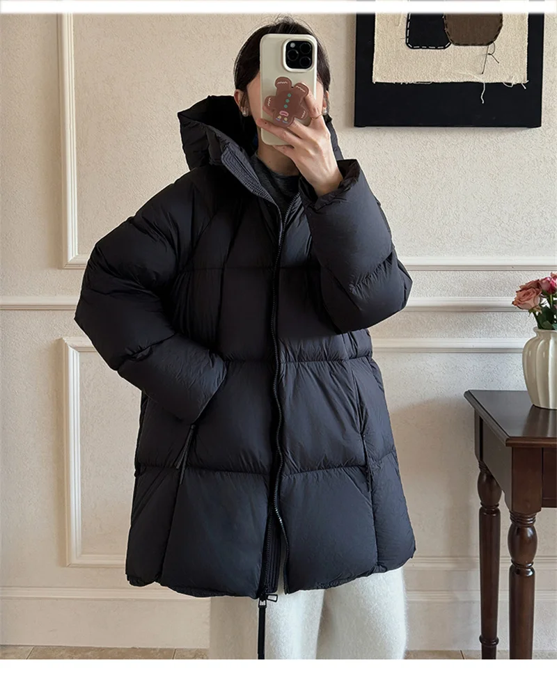 ZAROY Women's Jacket Parkas Winter Cotton-padded Solid  Outerwear Warm Waterproof Hooded Zipper Thick Long Puffer Coat курт