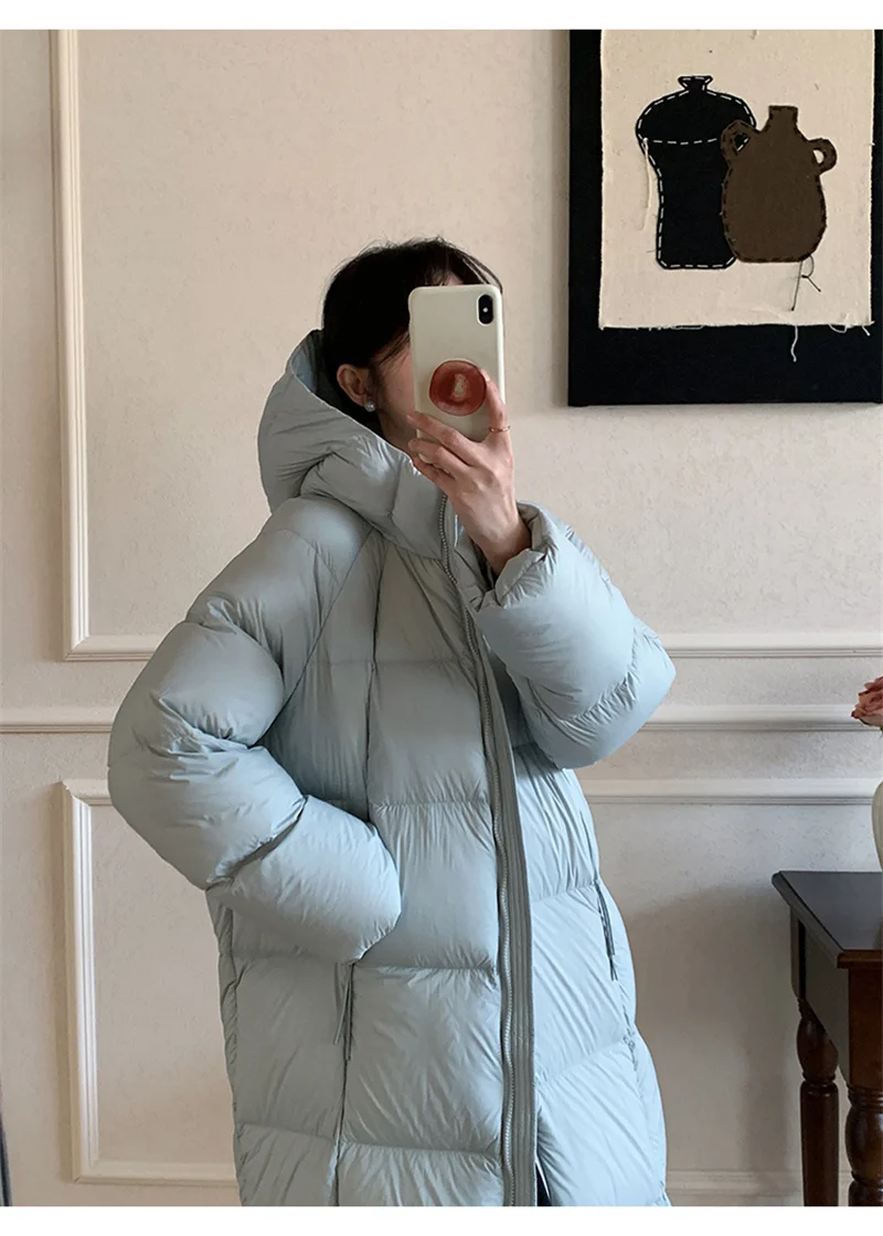 ZAROY Women's Jacket Parkas Winter Cotton-padded Solid  Outerwear Warm Waterproof Hooded Zipper Thick Long Puffer Coat курт