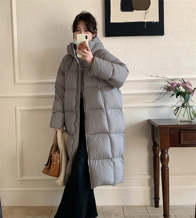 ZAROY Women's Jacket Parkas Winter Cotton-padded Solid  Outerwear Warm Waterproof Hooded Zipper Thick Long Puffer Coat курт