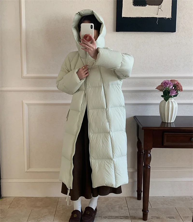 ZAROY Women's Jacket Parkas Winter Cotton-padded Solid  Outerwear Warm Waterproof Hooded Zipper Thick Long Puffer Coat курт