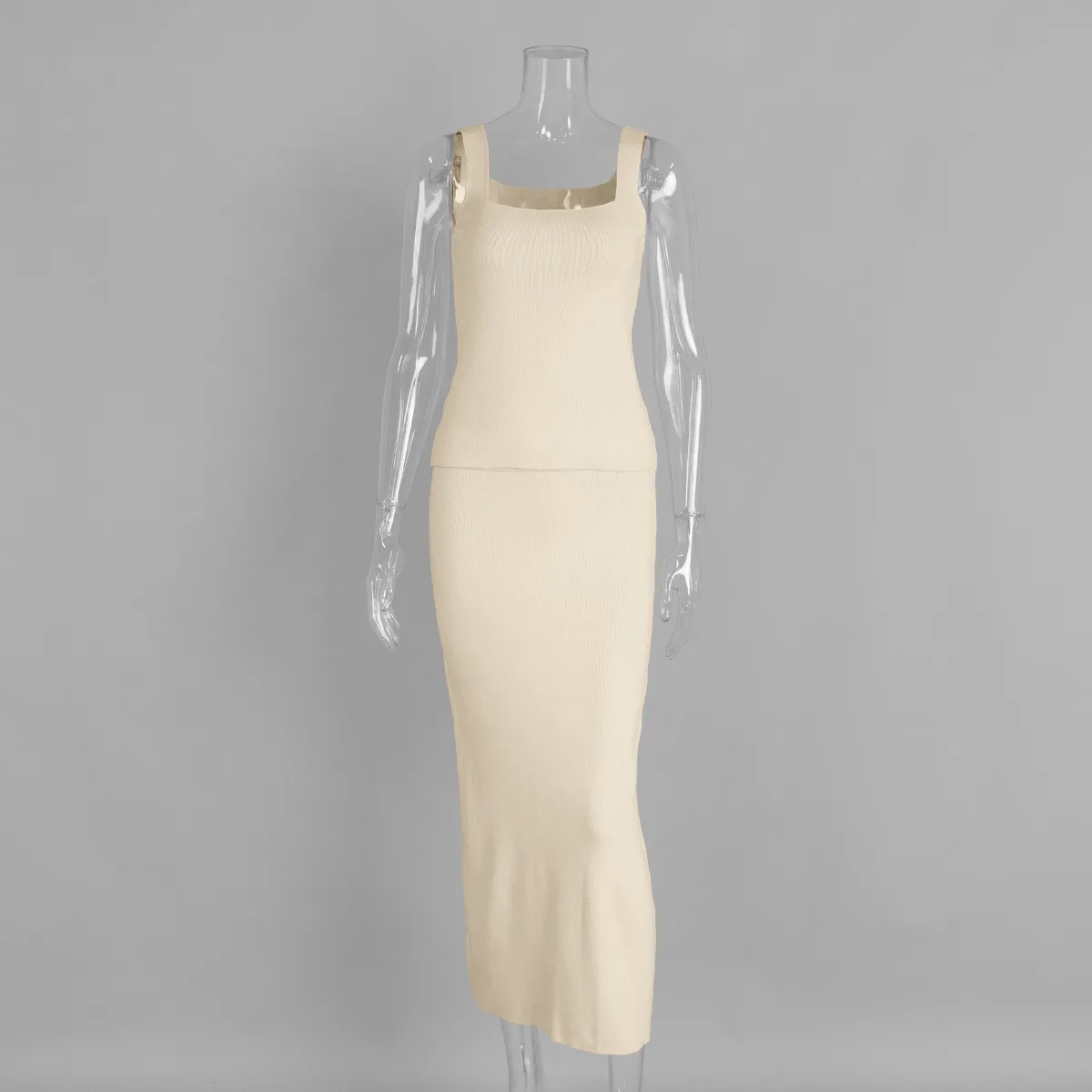 DemoRave New Fashion Kni 3 Pieces Set Women Autumn Elegant Commute Long Skirt Loose Patchwork Camisole Cardigan Maxi Skirt Sets