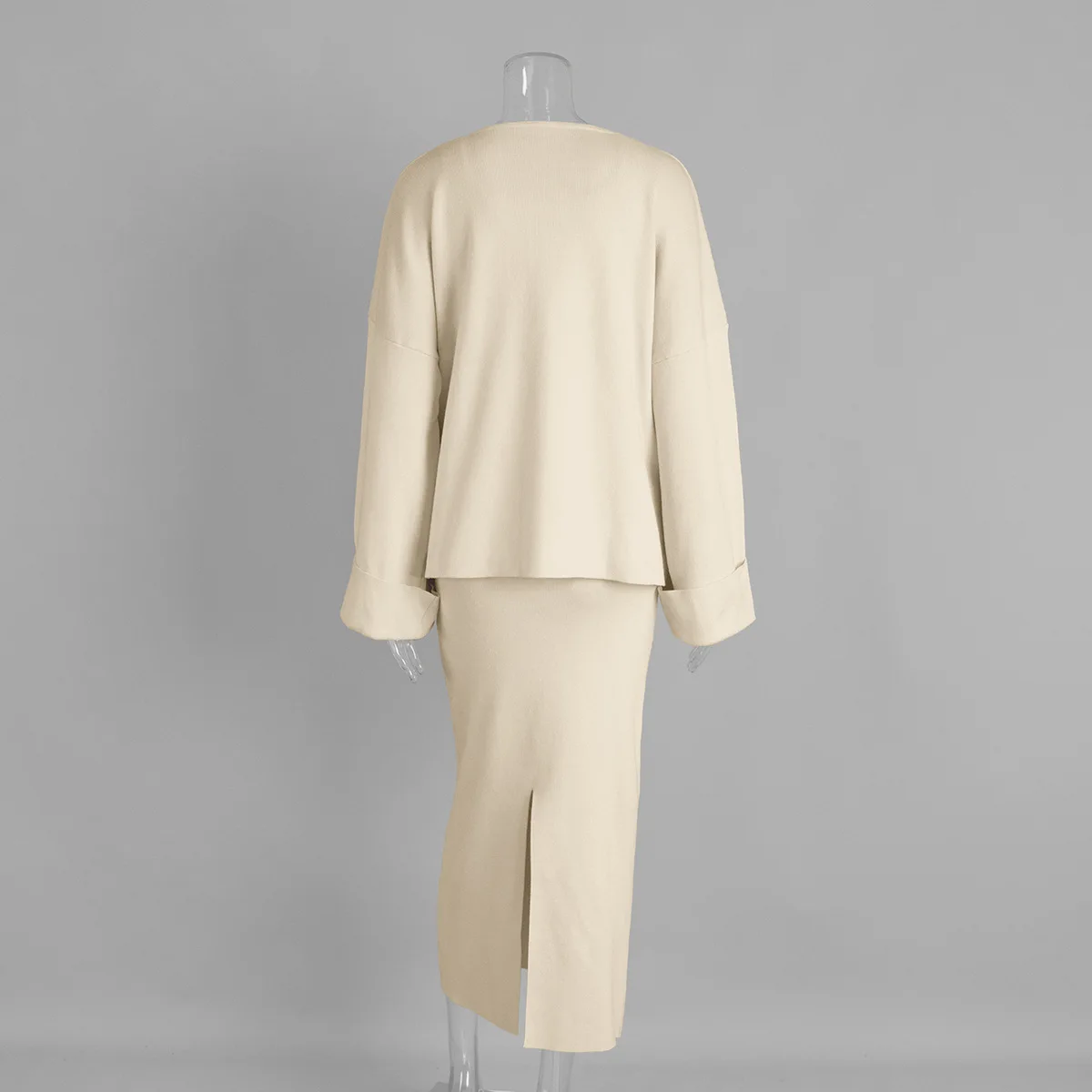 DemoRave New Fashion Kni 3 Pieces Set Women Autumn Elegant Commute Long Skirt Loose Patchwork Camisole Cardigan Maxi Skirt Sets