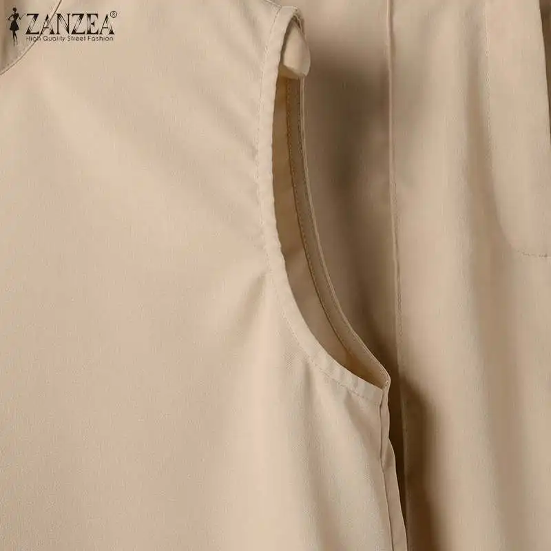 Elegant Women OL Work Wide Leg Trousers Suits Solid  Tracksuit 2024 ZANZEA Summer Sleeveless Blouse Casual Pants Sets 2PCS