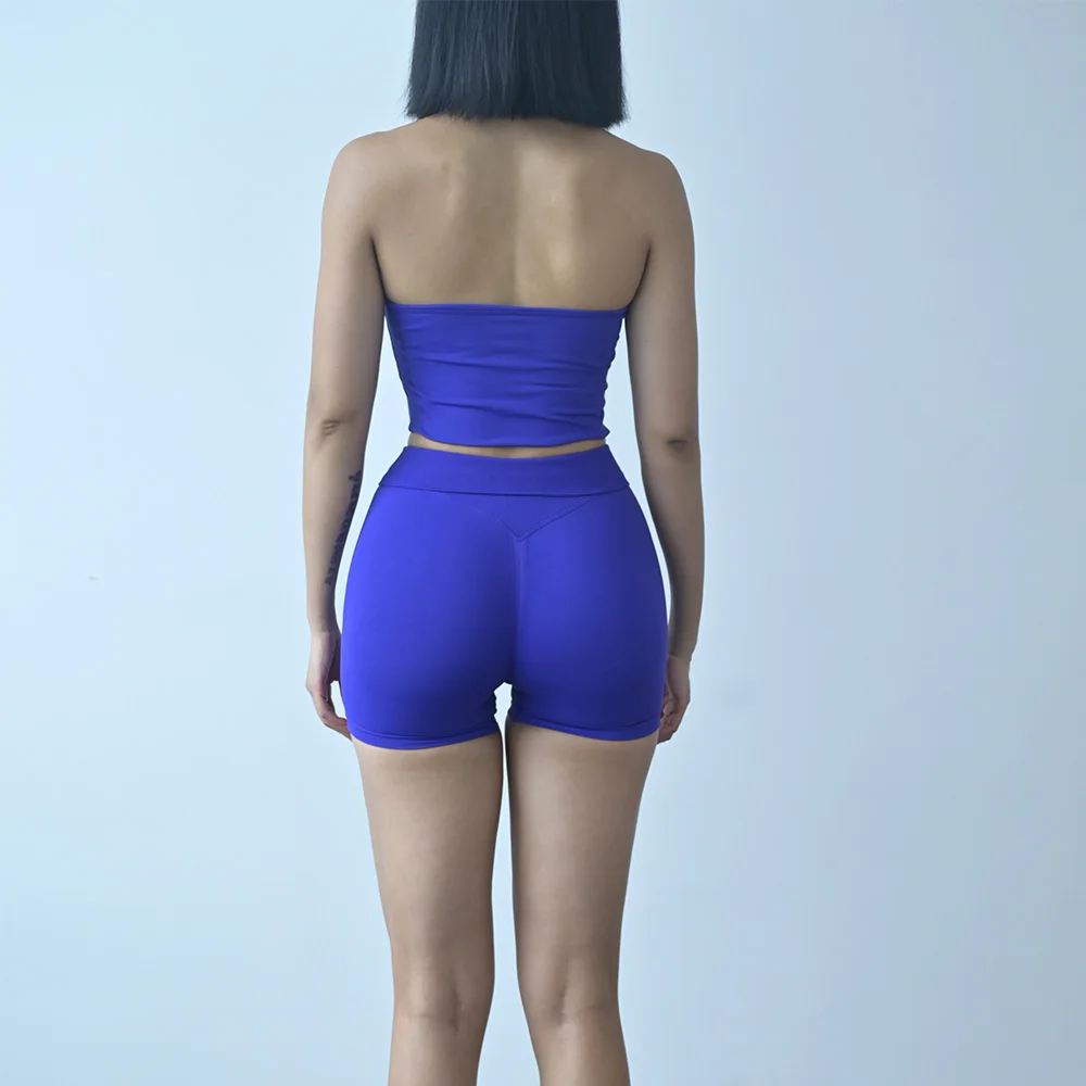 Sexy Halter Neck Beautiful Back High Waist Peach Sports Bras Shorts Suit Pilates Gathering Yoga Vest Training Fitness Bra Sets