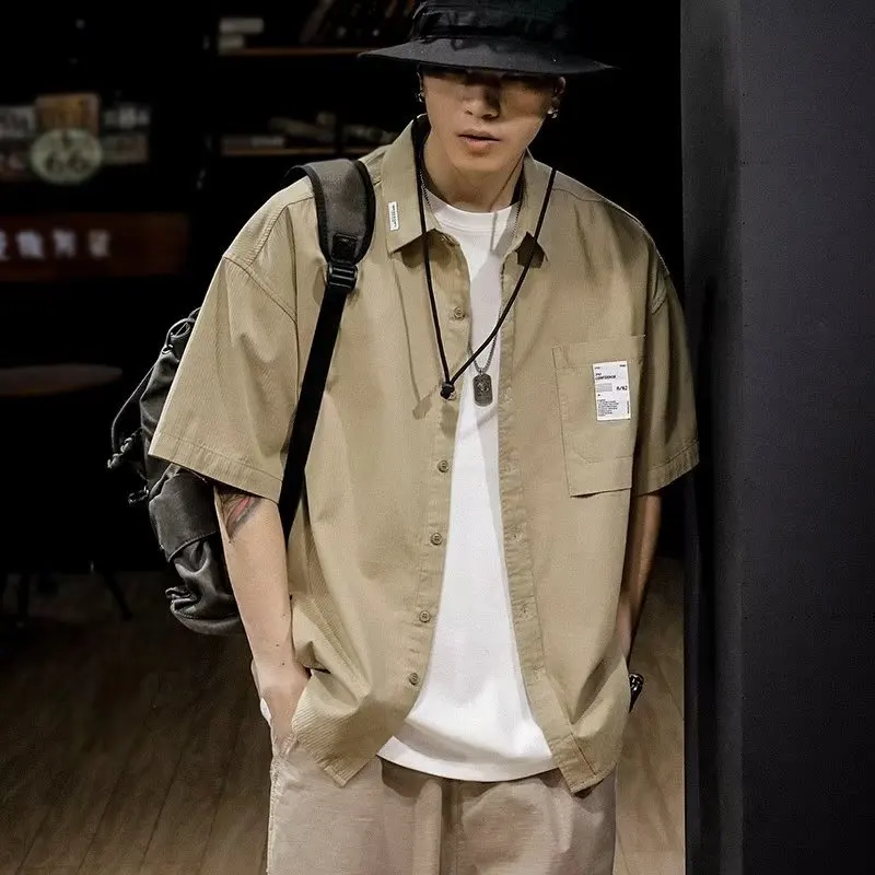 2025 Summer New Casual Loose Men Short Sleeved Shirt Comfortable Cotton Male Outdoor Workwear Shirts