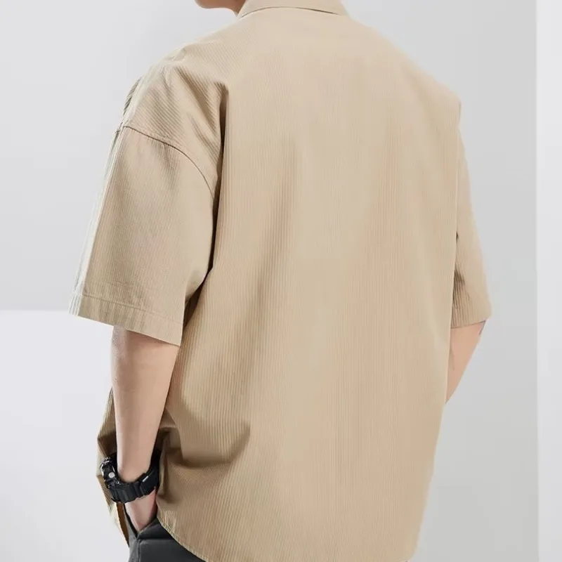 2025 Summer New Casual Loose Men Short Sleeved Shirt Comfortable Cotton Male Outdoor Workwear Shirts