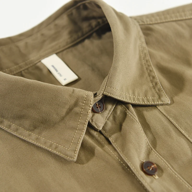 Casual Safari Style Outdoor Short Sleeve Shirt for Men Summer New Turn-down Collar Tops 100% Cotton Men's Clothing