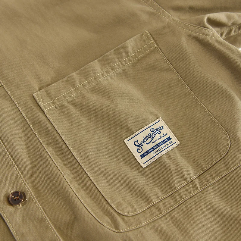 Casual Safari Style Outdoor Short Sleeve Shirt for Men Summer New Turn-down Collar Tops 100% Cotton Men's Clothing