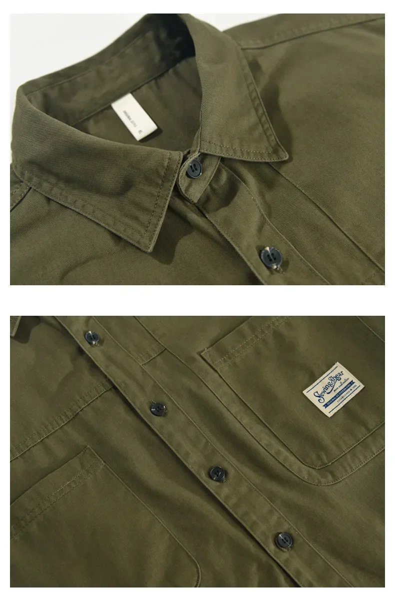 Japanese Fashion Men Cargo Shirt Summer Streetwear Loose Shirts Casual Double Pockets Tops 100% Cotton Short Sleeve Mens Shirts Japanese Fashion Men Cargo Shirt Summer Streetwear Loose Shirts Casual Double Pockets Tops 100% Cotton Short Sleeve Mens Shirts