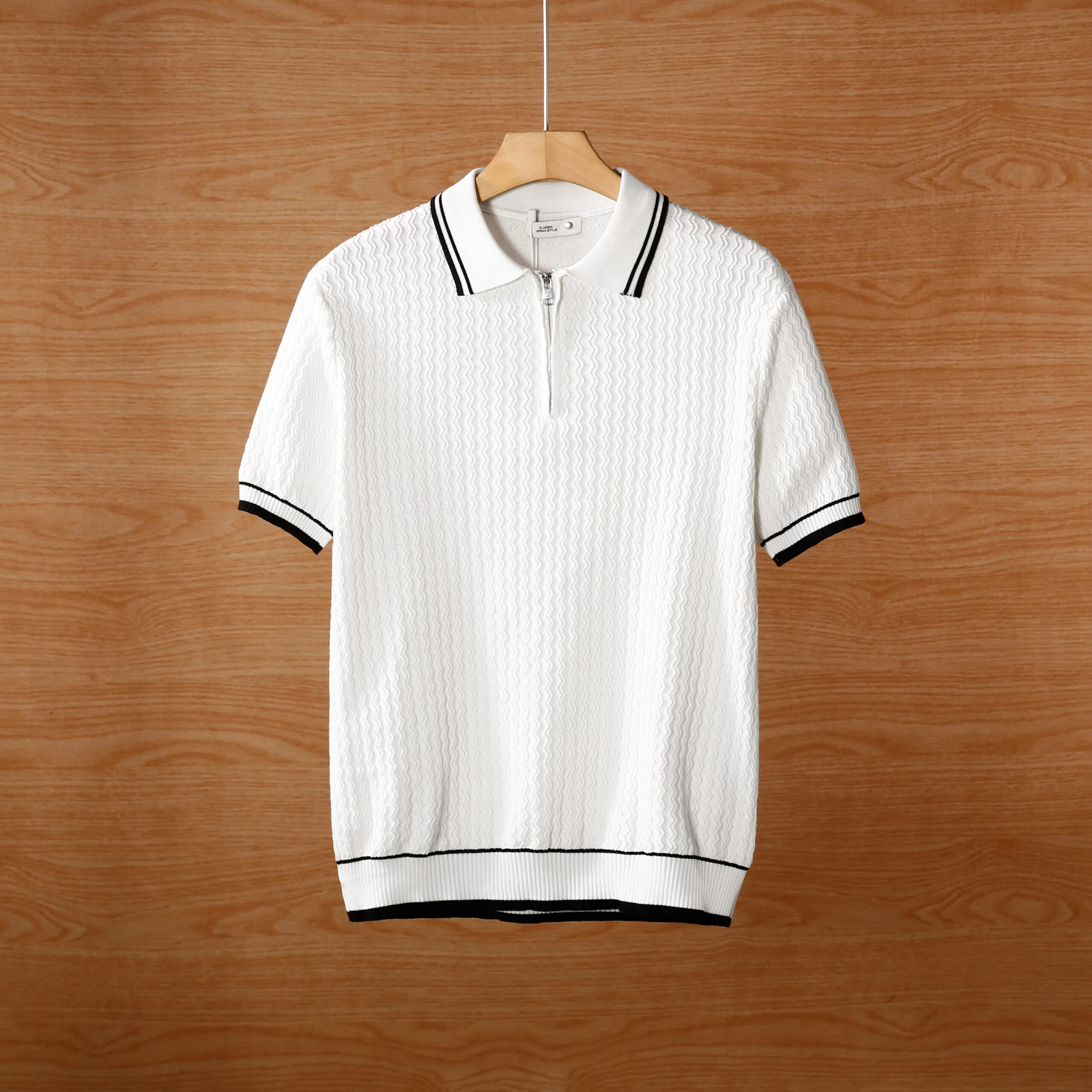 Wu Ye Knitted Polo Shirt Short Sleeve Men's Summer New Style Hooded Collar Fashion Versatile Breathable Thin Style American Casu