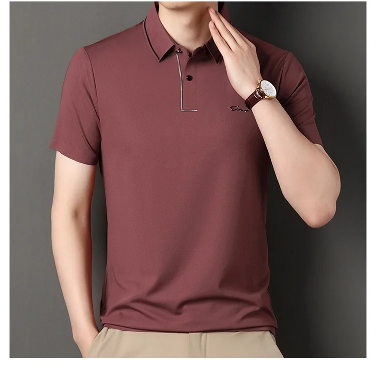 High end polo shirt, comfortable and breathable T-shirt, men's short sleeved, fashionable and handsome, embroidered and casual