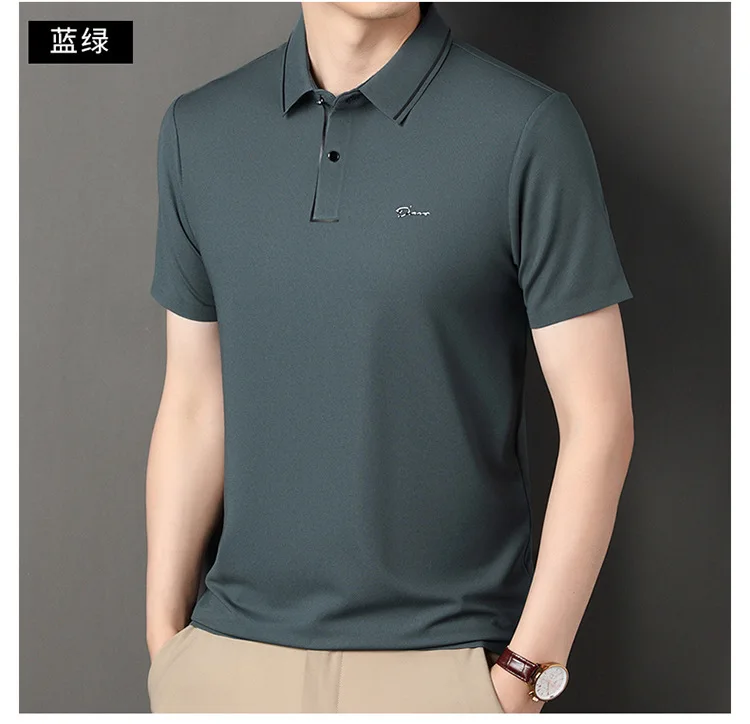 High end polo shirt, comfortable and breathable T-shirt, men's short sleeved, fashionable and handsome, embroidered and casual