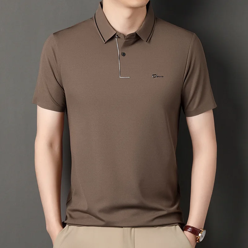 High end polo shirt, comfortable and breathable T-shirt, men's short sleeved, fashionable and handsome, embroidered and casual