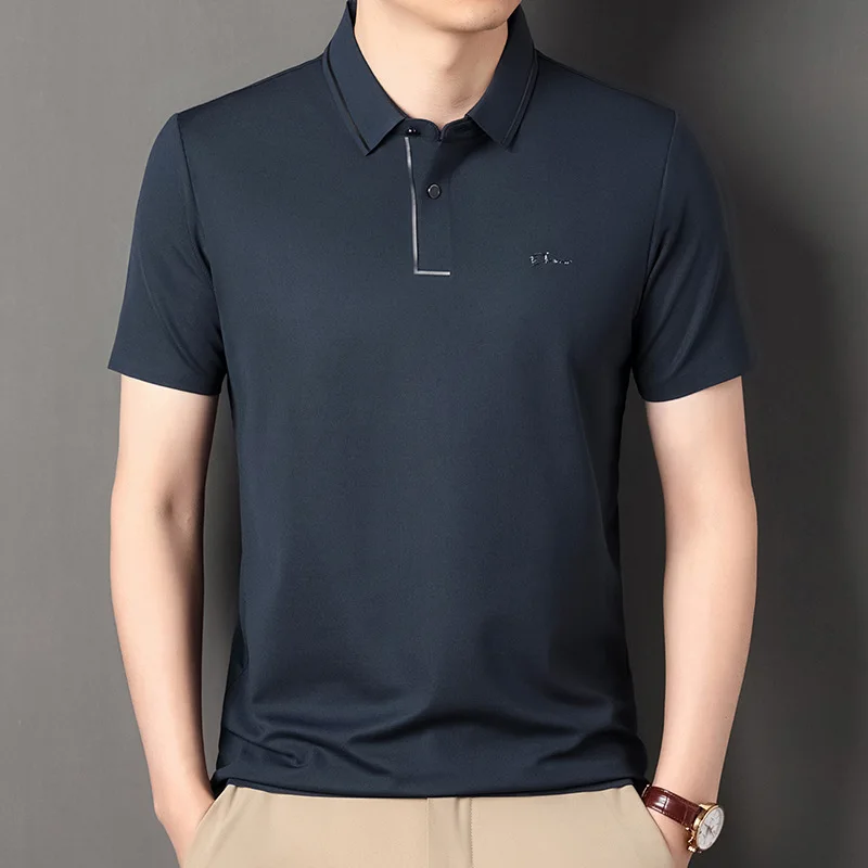 High end polo shirt, comfortable and breathable T-shirt, men's short sleeved, fashionable and handsome, embroidered and casual