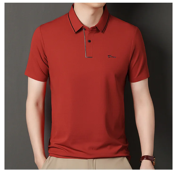 High end polo shirt, comfortable and breathable T-shirt, men's short sleeved, fashionable and handsome, embroidered and casual