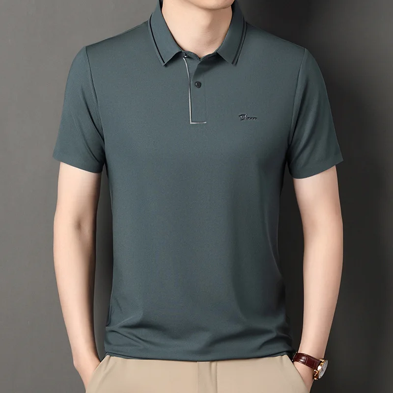 High end polo shirt, comfortable and breathable T-shirt, men's short sleeved, fashionable and handsome, embroidered and casual