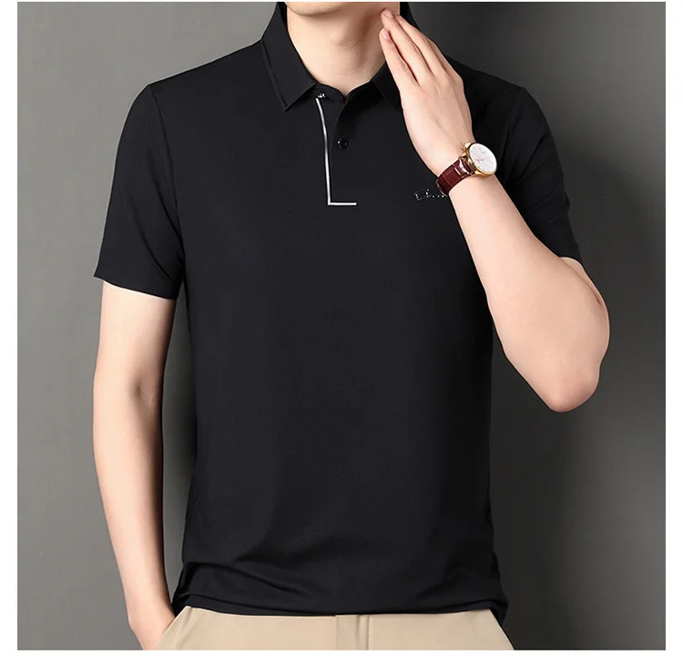 High end polo shirt, comfortable and breathable T-shirt, men's short sleeved, fashionable and handsome, embroidered and casual