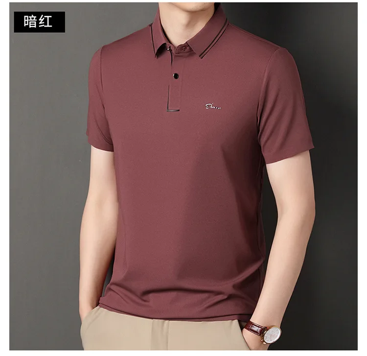 High end polo shirt, comfortable and breathable T-shirt, men's short sleeved, fashionable and handsome, embroidered and casual