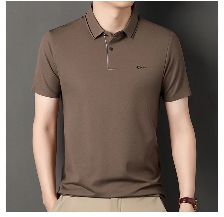 High end polo shirt, comfortable and breathable T-shirt, men's short sleeved, fashionable and handsome, embroidered and casual