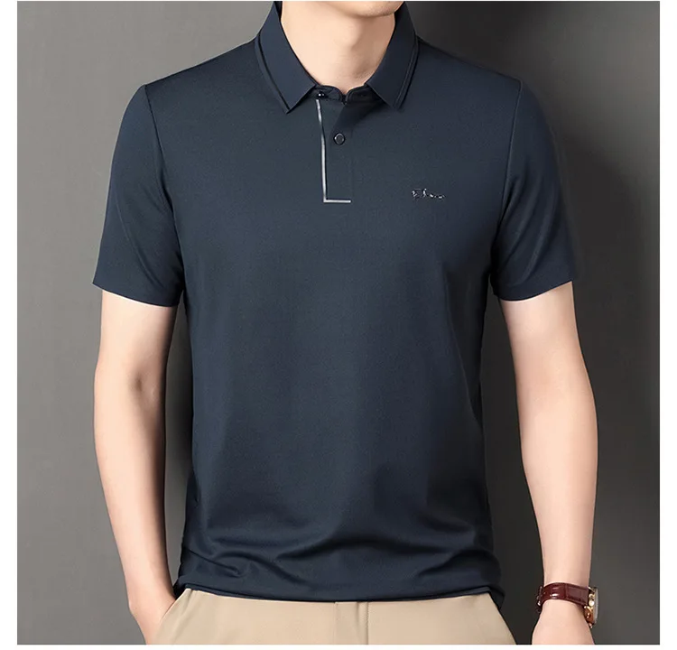 High end polo shirt, comfortable and breathable T-shirt, men's short sleeved, fashionable and handsome, embroidered and casual