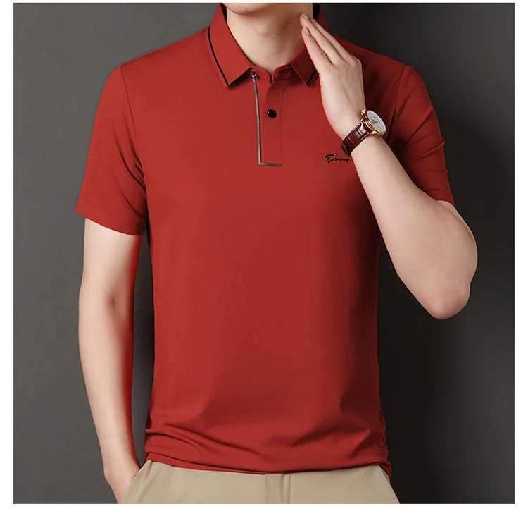 High end polo shirt, comfortable and breathable T-shirt, men's short sleeved, fashionable and handsome, embroidered and casual