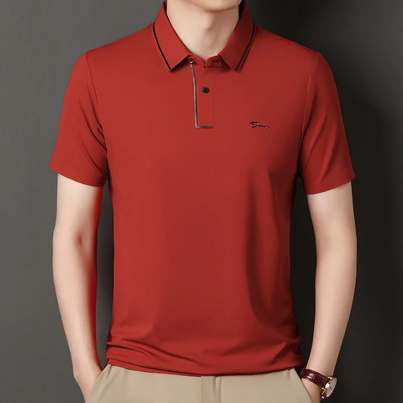 High end polo shirt, comfortable and breathable T-shirt, men's short sleeved, fashionable and handsome, embroidered and casual