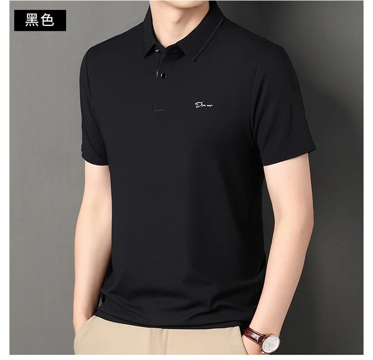 High end polo shirt, comfortable and breathable T-shirt, men's short sleeved, fashionable and handsome, embroidered and casual