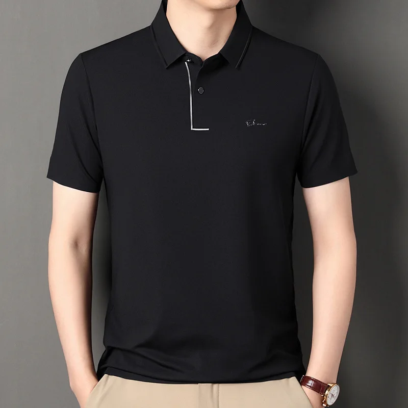 High end polo shirt, comfortable and breathable T-shirt, men's short sleeved, fashionable and handsome, embroidered and casual