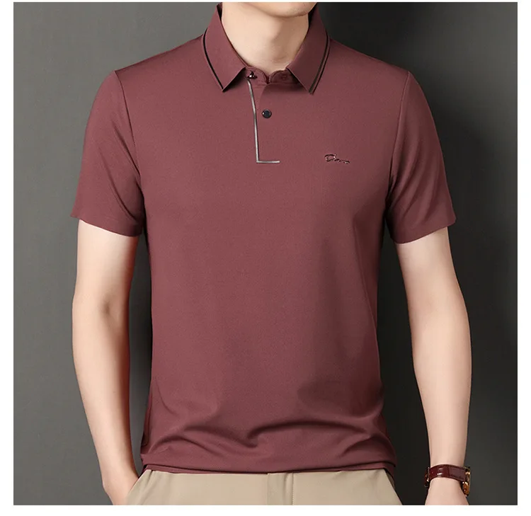 High end polo shirt, comfortable and breathable T-shirt, men's short sleeved, fashionable and handsome, embroidered and casual