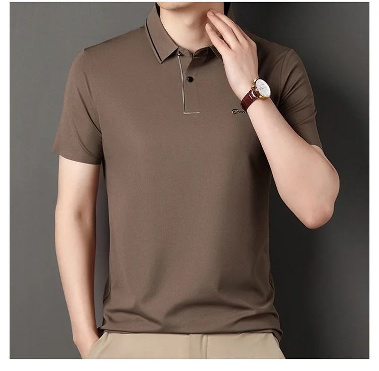 High end polo shirt, comfortable and breathable T-shirt, men's short sleeved, fashionable and handsome, embroidered and casual