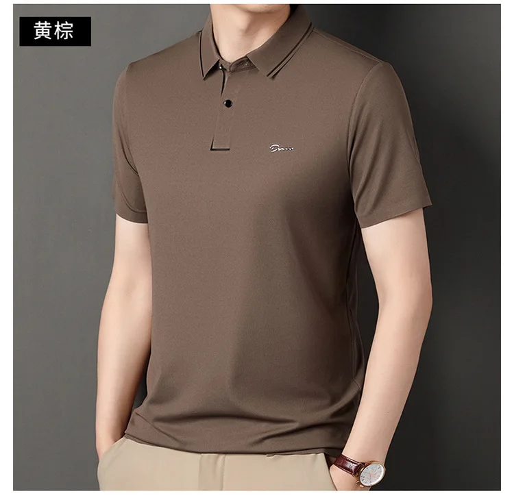 High end polo shirt, comfortable and breathable T-shirt, men's short sleeved, fashionable and handsome, embroidered and casual