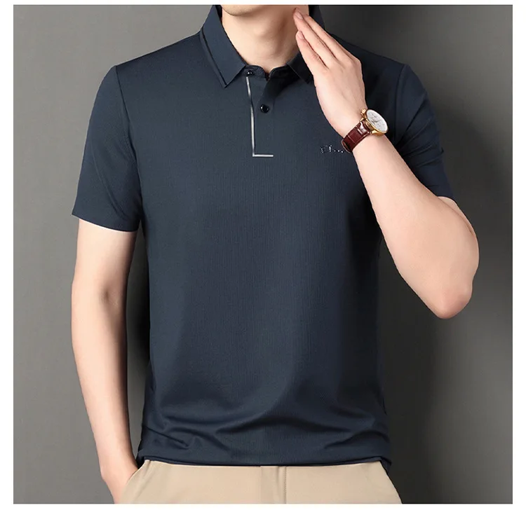 High end polo shirt, comfortable and breathable T-shirt, men's short sleeved, fashionable and handsome, embroidered and casual