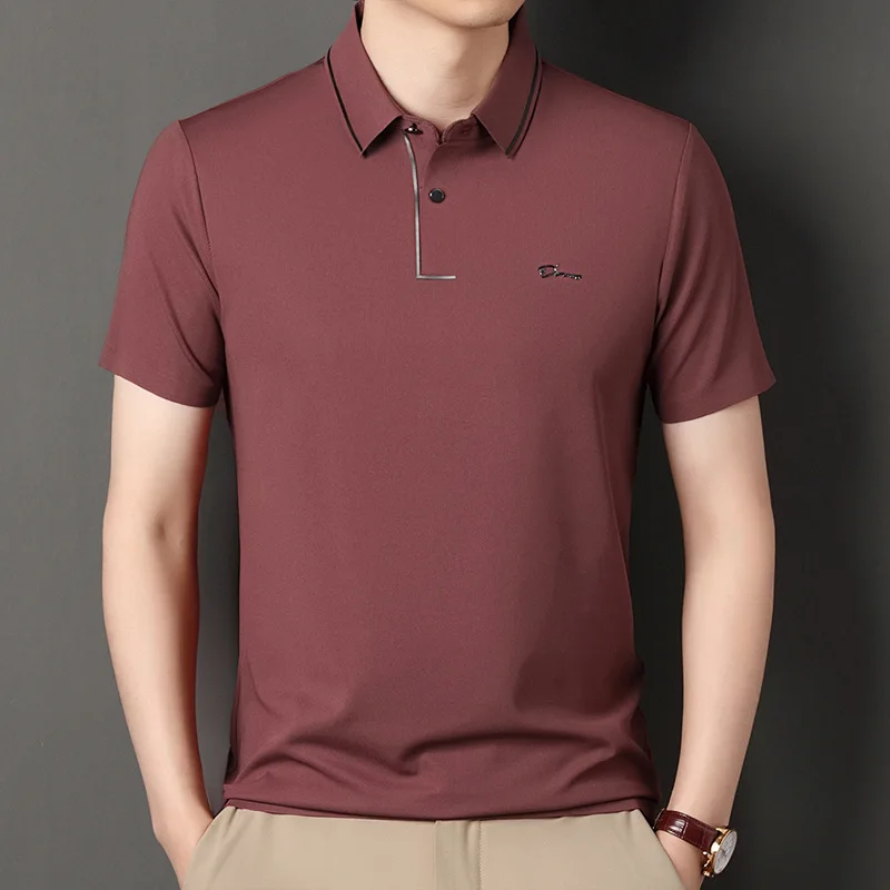 High end polo shirt, comfortable and breathable T-shirt, men's short sleeved, fashionable and handsome, embroidered and casual