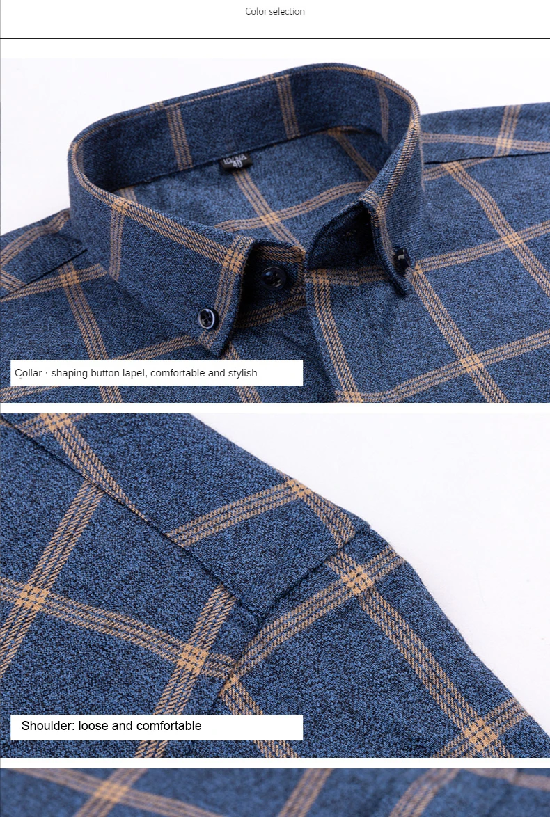 Pure Cotton Men's Plaid Shirt Long Sleeve Regular Fit Men Casual Oversized Shirt Leisure Autumn Male Blouse New Plus Size