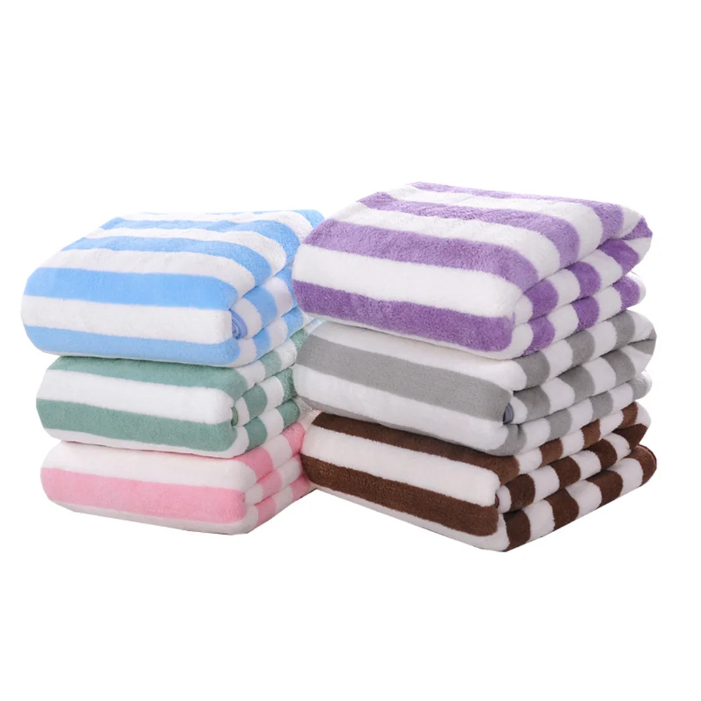 Coral Velvet Striped Towel Soft Absorbent Thickened Beach Swimming Towels Quick-drying Comfort Super Soft Adult Face Towel