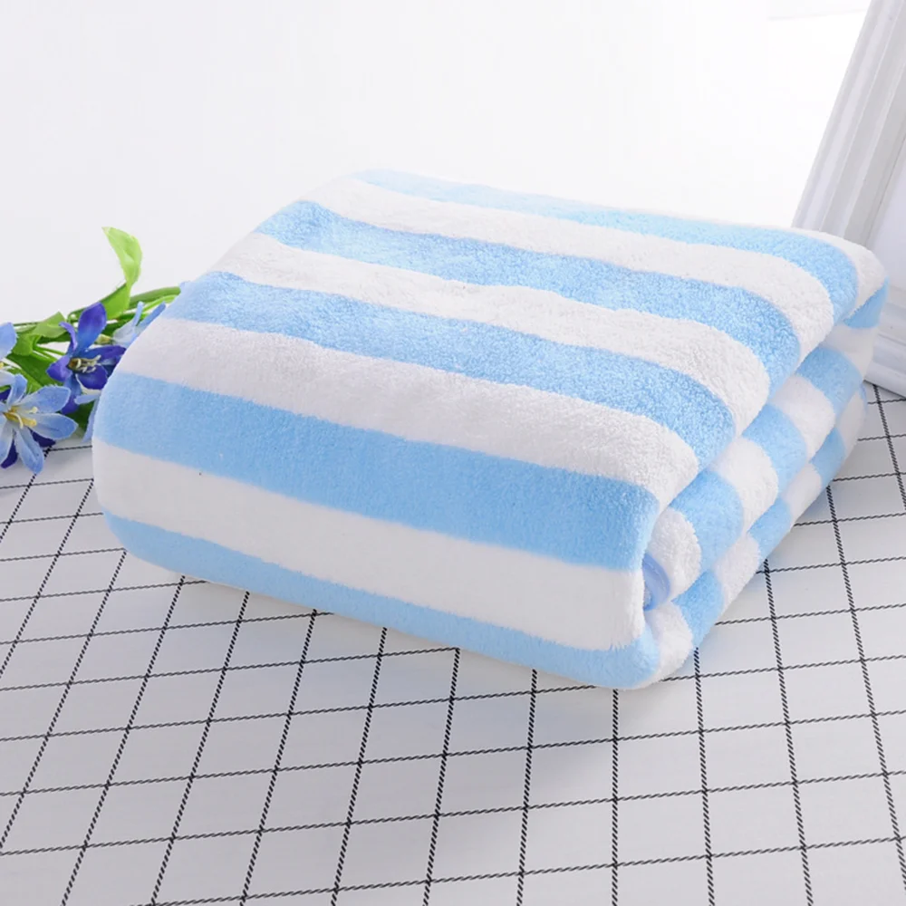 Coral Velvet Striped Towel Soft Absorbent Thickened Beach Swimming Towels Quick-drying Comfort Super Soft Adult Face Towel