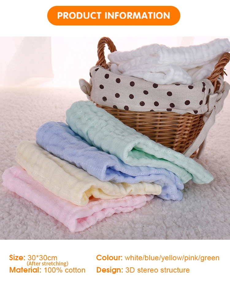 Baby Towel Facecloth Bath Wash Face Towels Handkerchief Cotton Burp Cloth Soft Absorbent Gauze Kindergarten Washcloth Baby Stuff